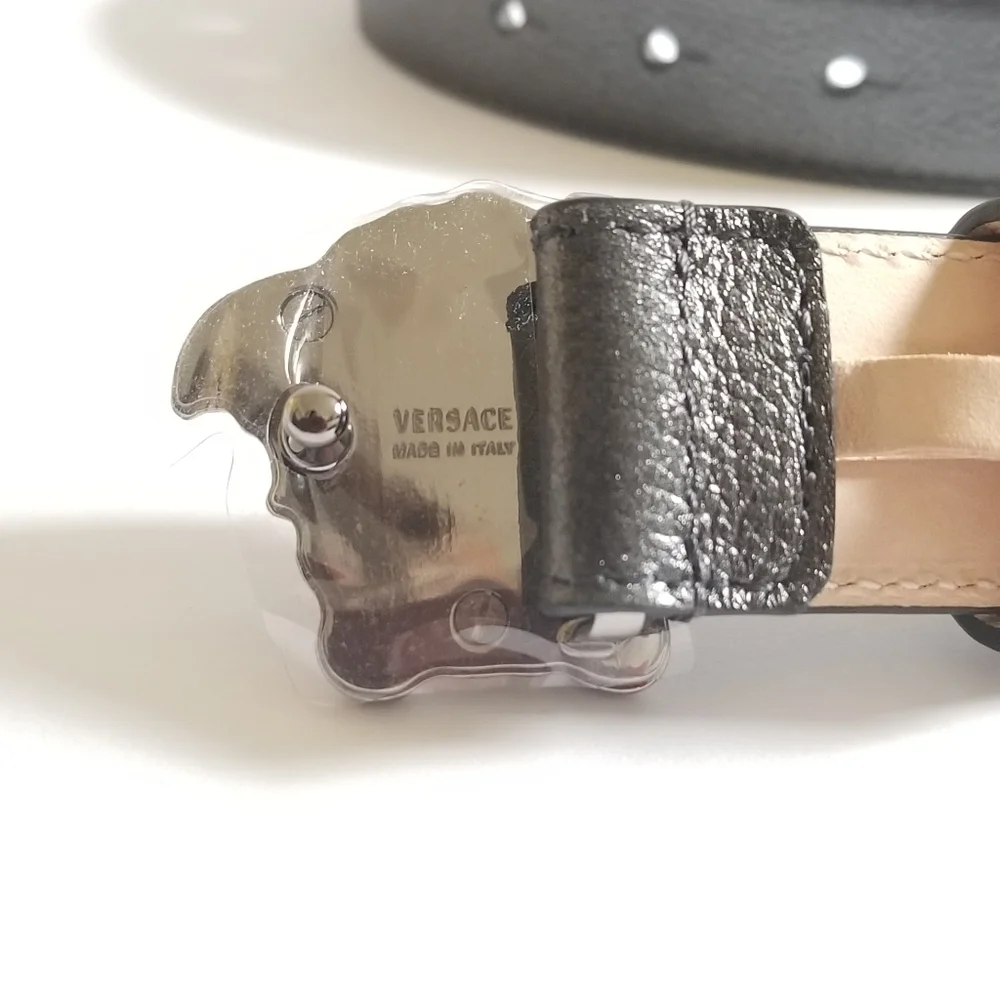 Versace La Medusa Leather Belt Black Size 36 (90cm)